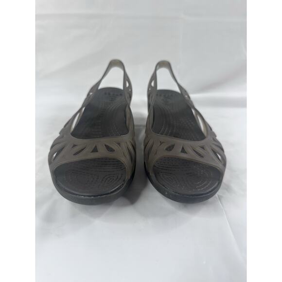 Crocs Adriana III Mini Wedge Sandals Brown Jelly Slip On Comfort Women's Size 9 - Picture 2 of 8